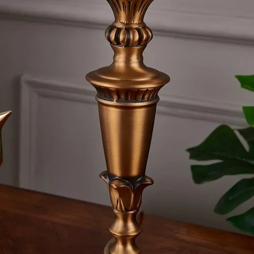 Vista 3 de Lámpara de escritorio de estilo chino, lámpara de mesa de cobre, lámpara de noche para dormitorio, decoración moderna de sala de estar, lámparas