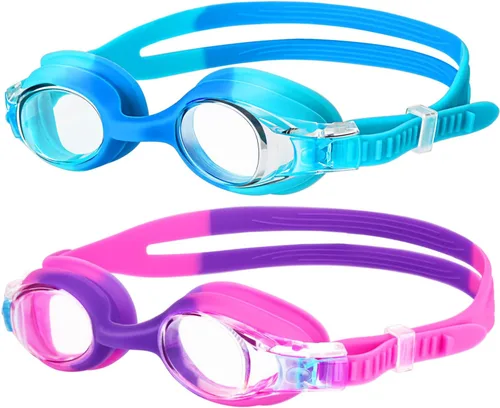 Vista 8 de Kids Swim Goggles 2 Pack, Anti Fog No Leak Swimming Goggles for Boys Girls Ages 6-14, Wide View Swim Goggles Kids