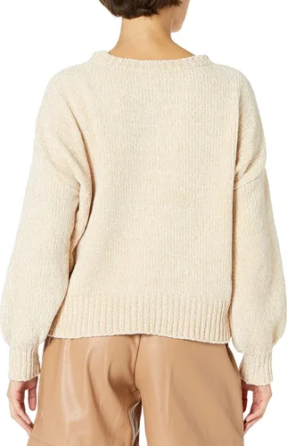Vista 2 de KENDALL + KYLIE Suéter de cuello redondo con manga globo para mujer, exclusivo de Tienda