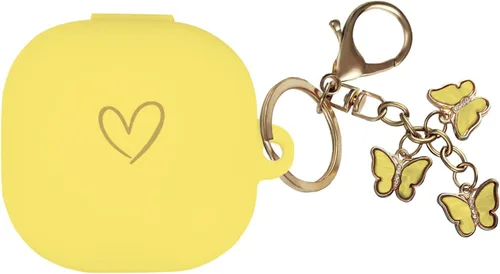 Vista 11 de Compatible con Samsung Galaxy Buds FE/Buds 2 / Buds Pro/Buds Live/Buds 2 Pro, funda de silicona suave con patrón de corazón dorado con bonito Negro