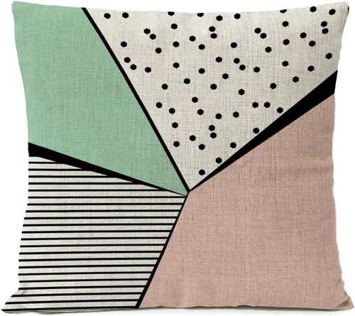 Vista 4 de Juego de 4 fundas de almohada geométricas de ciervo negro y verde de 18 x 18 pulgadas con forma de corazón, fundas decorativas para el hogar, sofá
