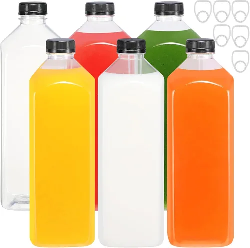 Vista 9 de Fhxtcygj - 24 botellas de plástico de 8 onzas con tapas, contenedor de jugo con tapas