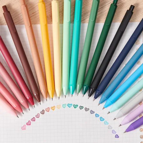 Vista 2 de Kaco Bolígrafos de gel de 20 colores surtidos, 0.5 mm de punta fina, lindos artículos de papelería, bolígrafos retráctiles para diario, toma