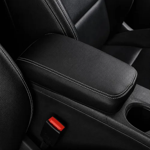 Vista 41 de Great-luck Funda de cuero para consola central, almohadilla para reposabrazos, accesorios de cubierta de caja (costuras rojas) para BMW X1 2023 2024
