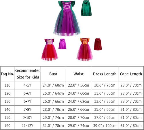 Vista 7 de Disfraz de Halloween para niñas, vestido de bruja con capa, peluca de Halloween, trajes de cosplay