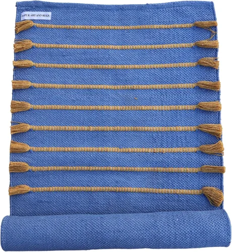 Vista 20 de Jaipur Art & Rugs - Alfombra de yoga de algodón, respetuosa con el medio ambiente, tejida a mano, gruesa (0.945 x 2.835 x 0.197 in)
