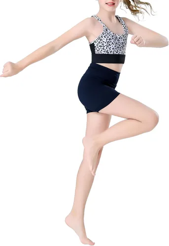 Vista 5 de Swdarz Pantalones cortos de gimnasia para niñas, para voleibol, animación, ballet, elastano