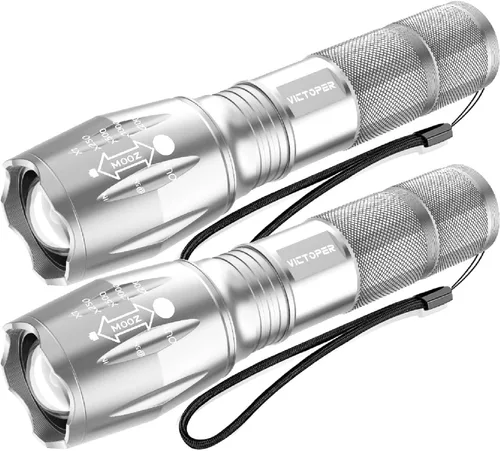 Vista 12 de Victoper Linternas LED Rojas, linterna táctica recargable de alto poder y alto lúmen súper brillante, 5 modos, con zoom, impermeable, luces de flash