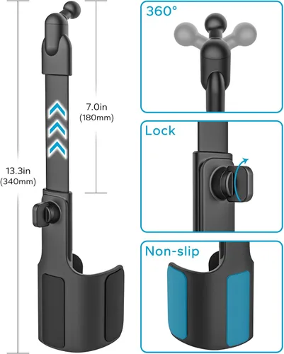 Vista 6 de GDZN Soporte para tablet para portavasos de automóvil – [apto para botellas] Soporte para tableta de coche/camión, soporte para tableta, expansor
