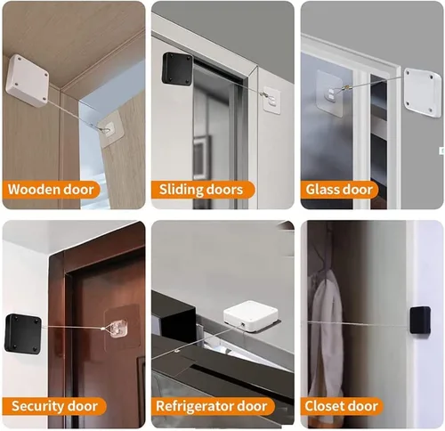 Vista 8 de SHIMIDO Cierrapuertas automático retráctil mejorado, instalación sin herramientas, potente tirador de 3.5 libras cierra las puertas completamente 2