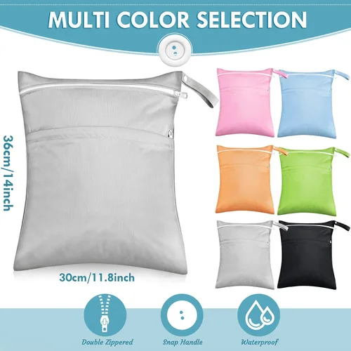 Vista 2 de Kenning - Paquete de 6 bolsas húmedas y secas, impermeables, reutilizables Bolsas de viaje lavables con doble cremallera compartimentos