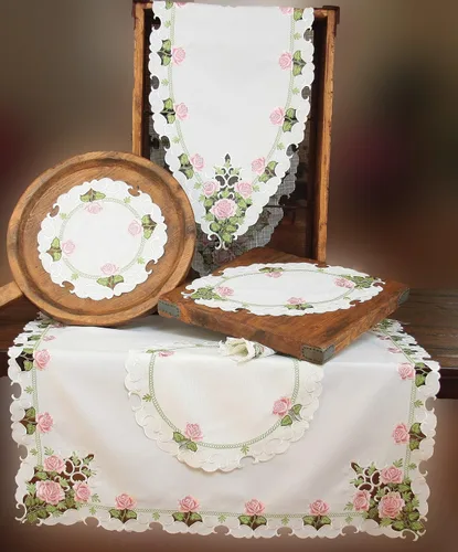 Vista 2 de Xia Home Fashions Camino de mesa de primavera con bordado de rosas de verano, 12 x 28 pulgadas