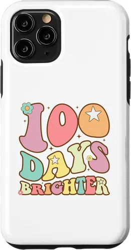 Vista 28 de 100 Days Brighter Happy 100th Day of School Groovy Kids Girl Case for iPhone XR