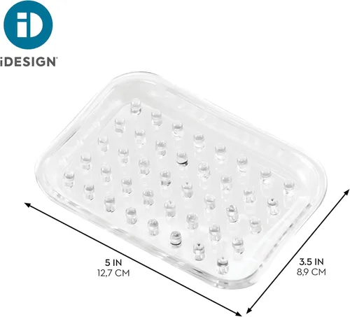 Vista 3 de iDesign Jabonera de plástico para ducha de baño, juego de 1, rectangular Para ducha de baño, rectángulo