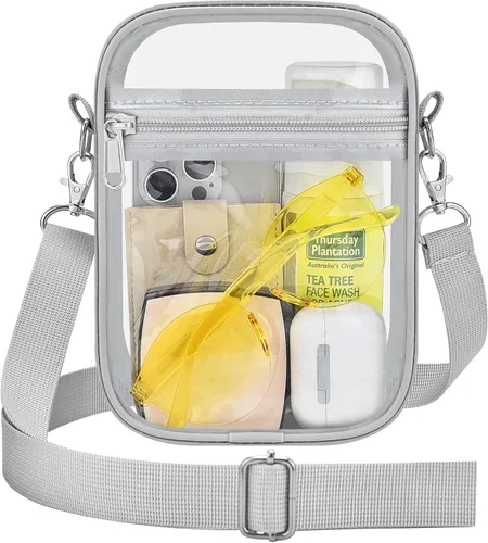 Vista 11 de Bolso transparente Slumou para eventos en estadios - Bolso pequeño, mini bolsos de mensajero para fanáticos de deportes para conciertos, trabajo