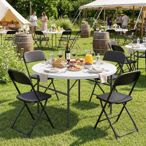 Vista 4 de Magshion Sillas plegables de plástico, paquete de 4 sillas de comedor plegables para bodas, fiestas, eventos, exteriores, interiores, silla ligera