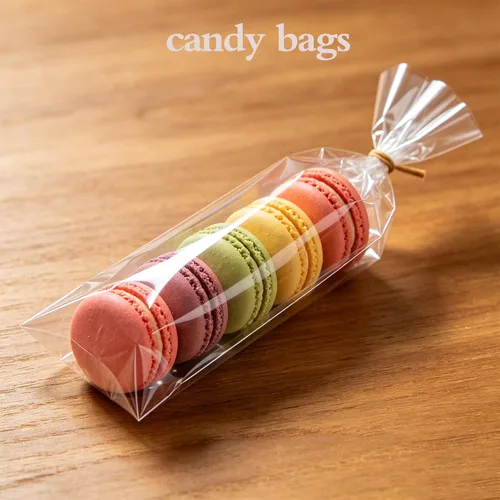 Vista 7 de 100 bolsas de celofán planas transparentes de 2 x 10 pulgadas, bolsas de celofán largas cubiertas de chocolate, bolsas de barras de chocolate