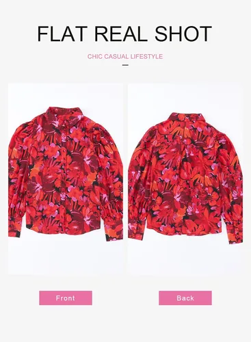 Vista 8 de EVALESS Blusas con botones para mujer, blusas de manga larga con estampado de moda 2023