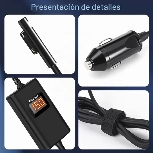 Vista 3 de Surface Pro - Cargador de coche para laptop de 65 W, 15 V, 4.5 A, compatible con Microsoft Surface Pro 11/10/9/8/7+/7/6/5/4/3 Laptop1/2/3/4/5/6/7