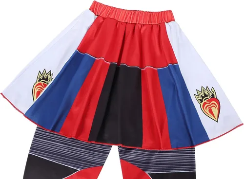 Vista 5 de HenzWorld Disfraz de princesa Mal Evie para niñas disfraz de Navidad fiesta de cumpleaños cosplay peluca de ropa de dragón
