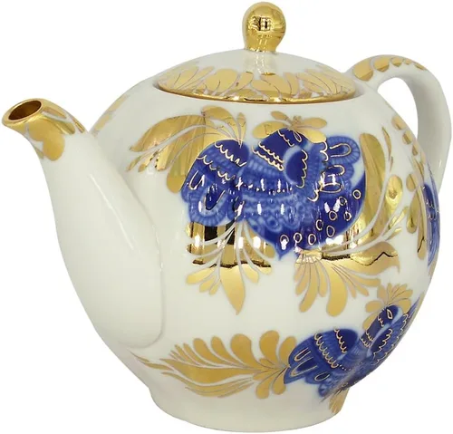 Vista 2 de Lomonosov - Tetera de porcelana con diseño de tulipán, 3 tazas de 20 onzas, 20.3 fl oz