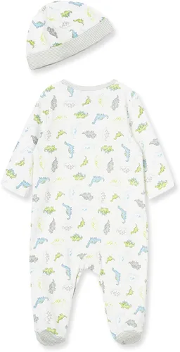 Vista 2 de Little Me Ropa para bebé niño de 2 piezas, ropa para dormir y gorra, 100% algodón con pies esenciales para bebé, prematuro a 9 meses
