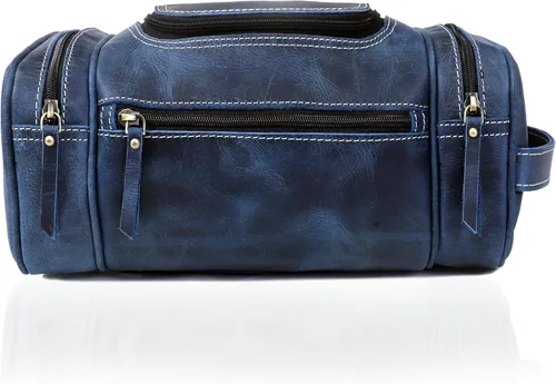 Vista 3 de VC VINTAGE COUTURE Neceser de cuero para hombre, extra grande, neceser de cuero para hombre, para viajes, kit de cuero real para hombre, bolsa