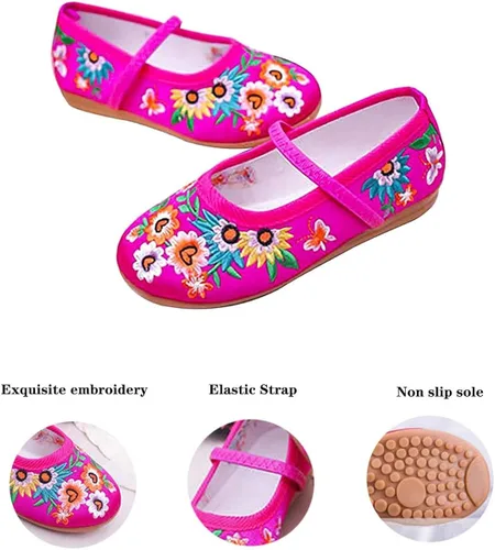 Vista 2 de Mirabel Shoes, Mirabel Shoes Encanto for Girls, Girls Dress Shoes Ballet Costume Shoes for Girls Comfy Low Heel Round Toe Flat Shoes with Floral