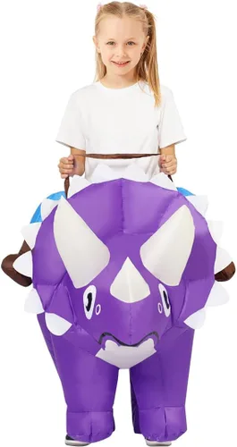 Vista 5 de GOOSH Disfraz inflable de dinosaurio para niños, disfraces de Halloween para niños y niñas, divertido disfraz inflable para fiesta de Halloween