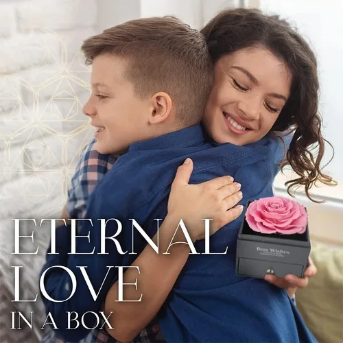 Vista 6 de GLAMOUR BOUTIQUE Rosa real preservada en una caja de regalo con juego de regalo de flores encantadas, regalos para ella, regalo para mamá, hija