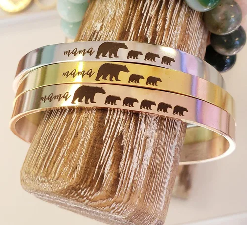 Vista 6 de Mama Bear Cuff Bracelet Mother's Day Gift