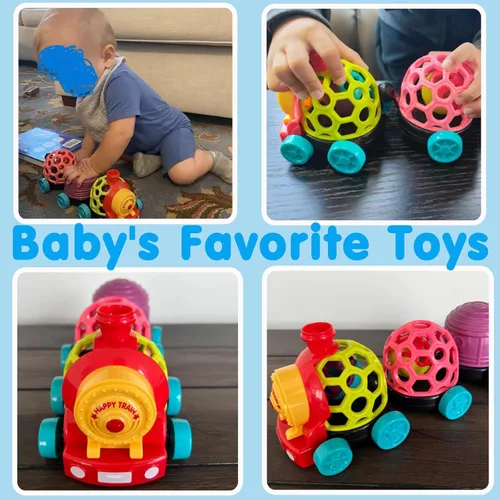Vista 4 de Tren de Juguete para Bebés, Juguete de Autos Suaves para Bebés de 6-12 Meses Regalos para Niños, Juguete de Tren Musical para Niños Pequeños de 1-3