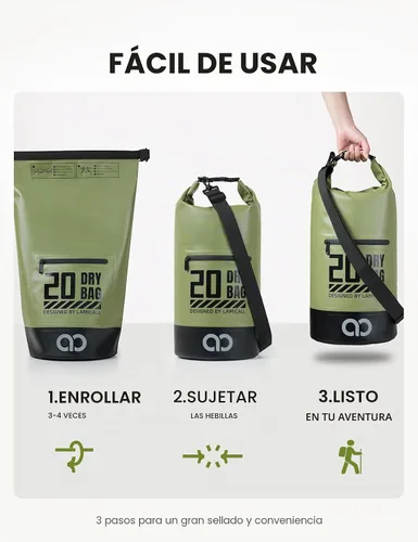 Vista 6 de Lamicall Mochila impermeable con bolsa para teléfono 5L/10L/20L/30L/40L Verde oliva