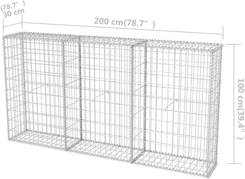 Vista 6 de SKM Cesta de Gabion Acero Galvanizado 78.7"x11.8"x39.4