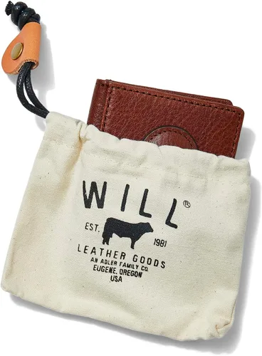 Vista 3 de Will Leather Goods - Cartera clásica de cuero con clip para dinero, Coñac, Classic