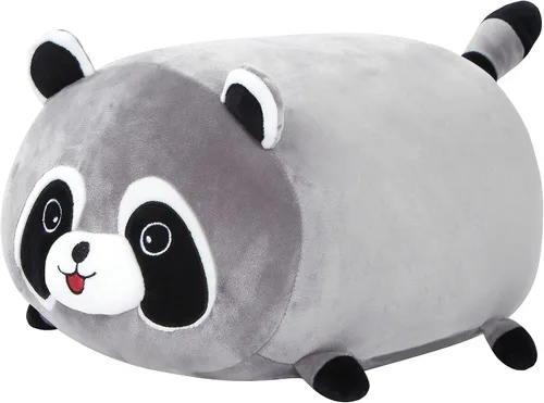 Vista 7 de Animales de peluche de mapache de 14 pulgadas, apilable, almohada de mapache blando, regalo de cumpleaños para niños y niñas