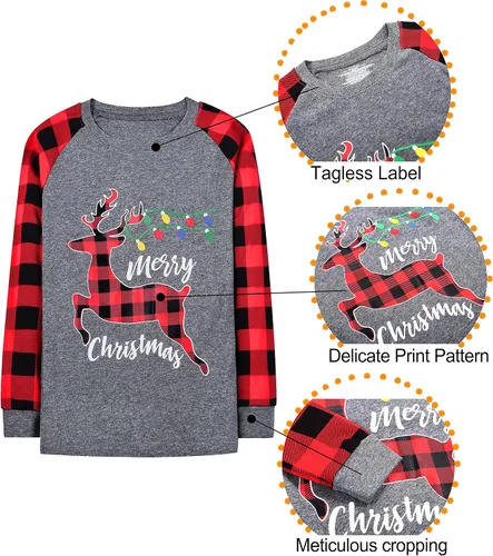 Vista 4 de Conjunto de pijama de Navidad a juego para la familia, conjunto de pijama de Navidad de algodón