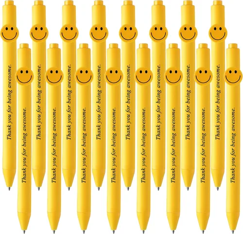 Vista 11 de Fuutreo 50 bolígrafos divertidos, regalos de agradecimiento a los empleados, cara sonriente, compañeros de trabajo, citas motivacionales, bolígrafos