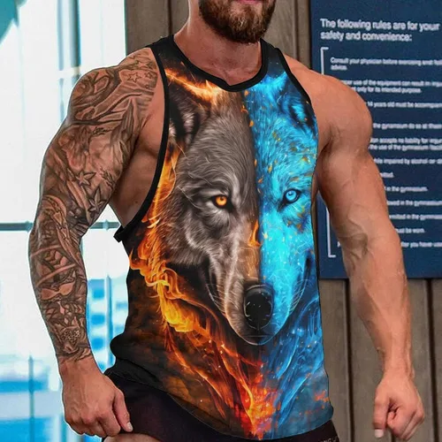 Vista 2 de HOTYD Camisetas sin mangas para hombre, casuales, atléticas, que absorben la humedad, camisetas sin mangas para verano, camisetas gráficas