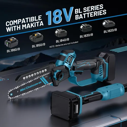 Vista 3 de Sierra de poste inalámbrica 2 en 1 de 8 pulgadas y mini motosierra para batería Makita de 18 V (NO incluida), motosierra eléctrica de 15 pies