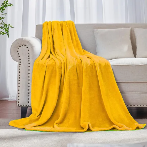Vista 5 de JIAHANNHA Manta de forro polar de franela (50 x 60 pulgadas), manta beige para sofá o cama, 280 GSM, manta de felpa súper suave, acogedora y ligera