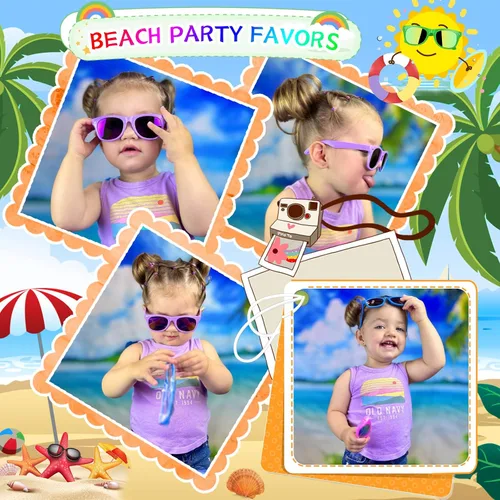 Vista 6 de Gafas de sol para niños a granel Paquete de 16 recuerdos de fiesta de neón para niños y niñas de 3 a 8 años Suministros para fiestas de cumpleaños