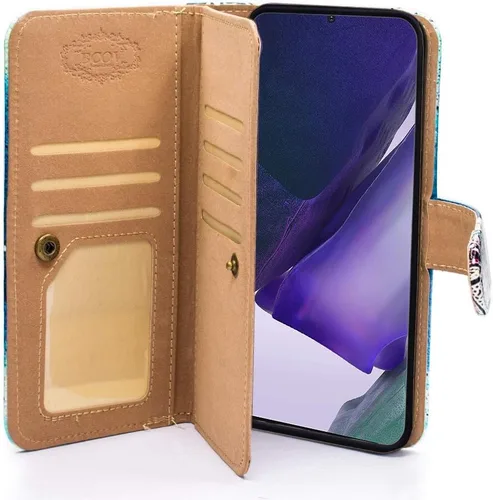 Vista 5 de Bcov Funda para Galaxy Note 20 Ultra 5G, Retro Bandera Americana Multifunción Billetera Funda de cuero con múltiples ranuras para tarjetas Correa