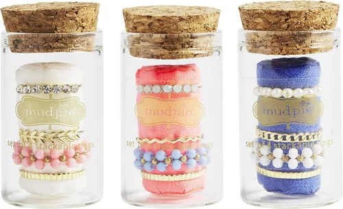 Vista 2 de Mud Pie Juego de anillos delicados en capas para mujer, azul, talla única, Azul