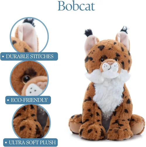 Vista 6 de The Petting Zoo Bobcat - Animal de peluche, regalos para niños, animales salvajes del zoológico Onez, juguete de peluche Bobcat de 12 pulgadas