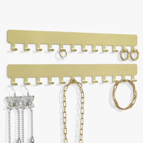Vista 9 de Bussdis Organizador de Collares - Organizador de Joyería Colgante, Autoadhesivo, Montaje en Pared, Paquete de 2, Negro