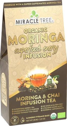 Vista 3 de Miracle Tree 's Energizing Moringa Infusion - Chai Mezcla súper cafeína Alternativa de café saludable, perfecta para concentrarse Certificado