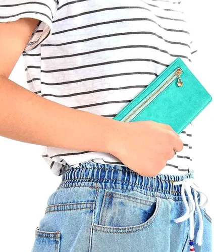 Vista 7 de XEYOU Women's Credit Card Wallet Slim Long Zipper Pocket Purse for Coin, Receipt Multi-function Card Wallet for Ladies