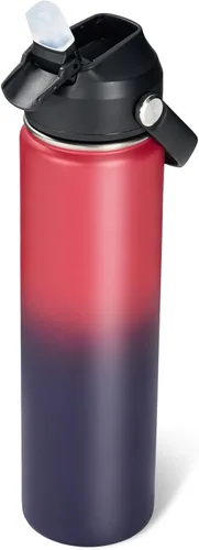 Vista 43 de Fijinhom Botella de agua aislada de acero inoxidable de 18 oz, de boca ancha, de doble pared, con vacío, con pajita de silicona, a prueba de sudor