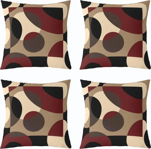 Vista 13 de Erosebridal Paquete de 4 fundas de almohada con diseño de círculos circulares y retro, color verde azulado degradado, fundas de cojín redondas Multi